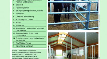 ÖKL-Merkblatt über Pferdeställe neu aufgelegt